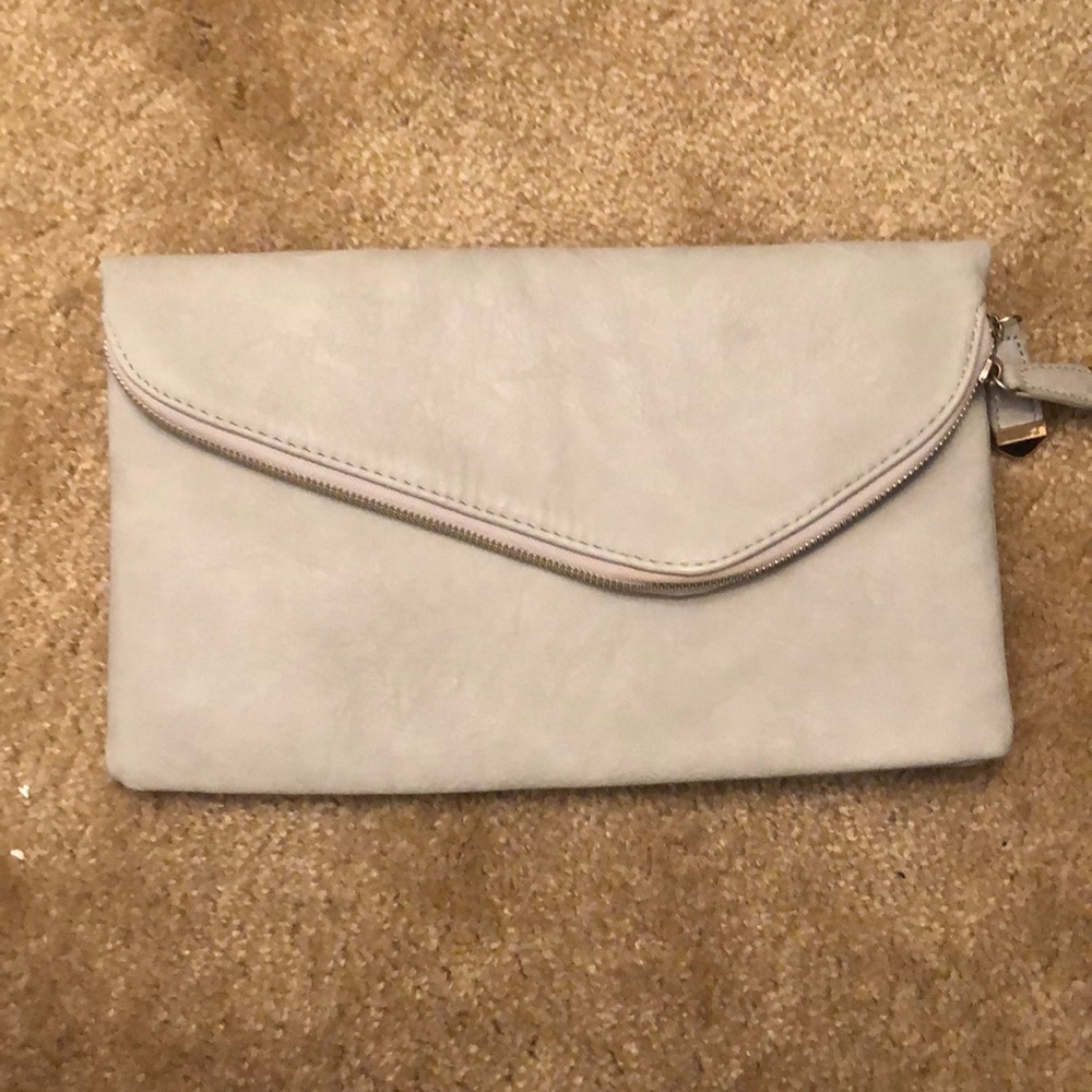 Grey fold over clutch